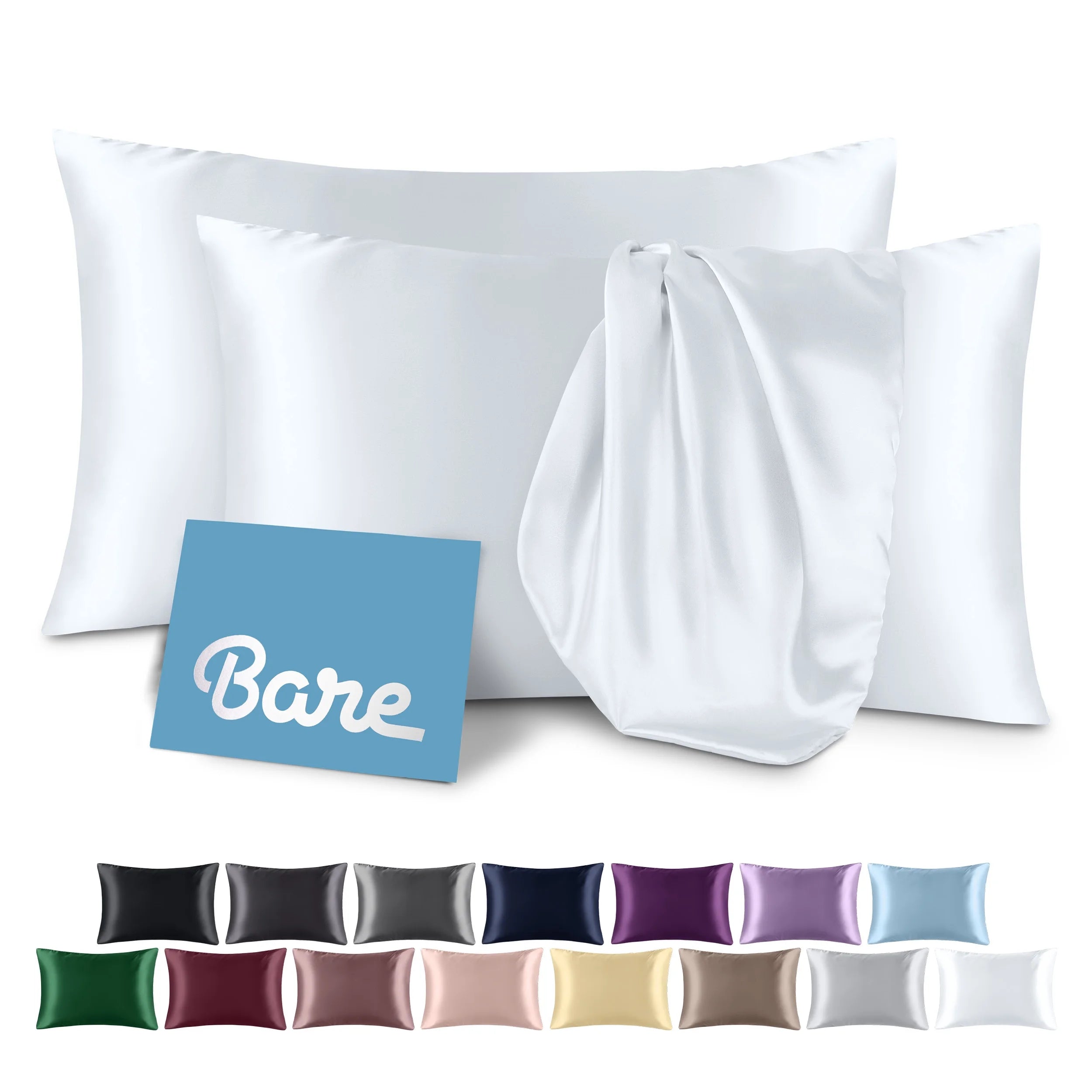 Satin Pillowcase Set of 2 - Silky Soft for Hair and Skin - Envelope Closure - Queen, White
