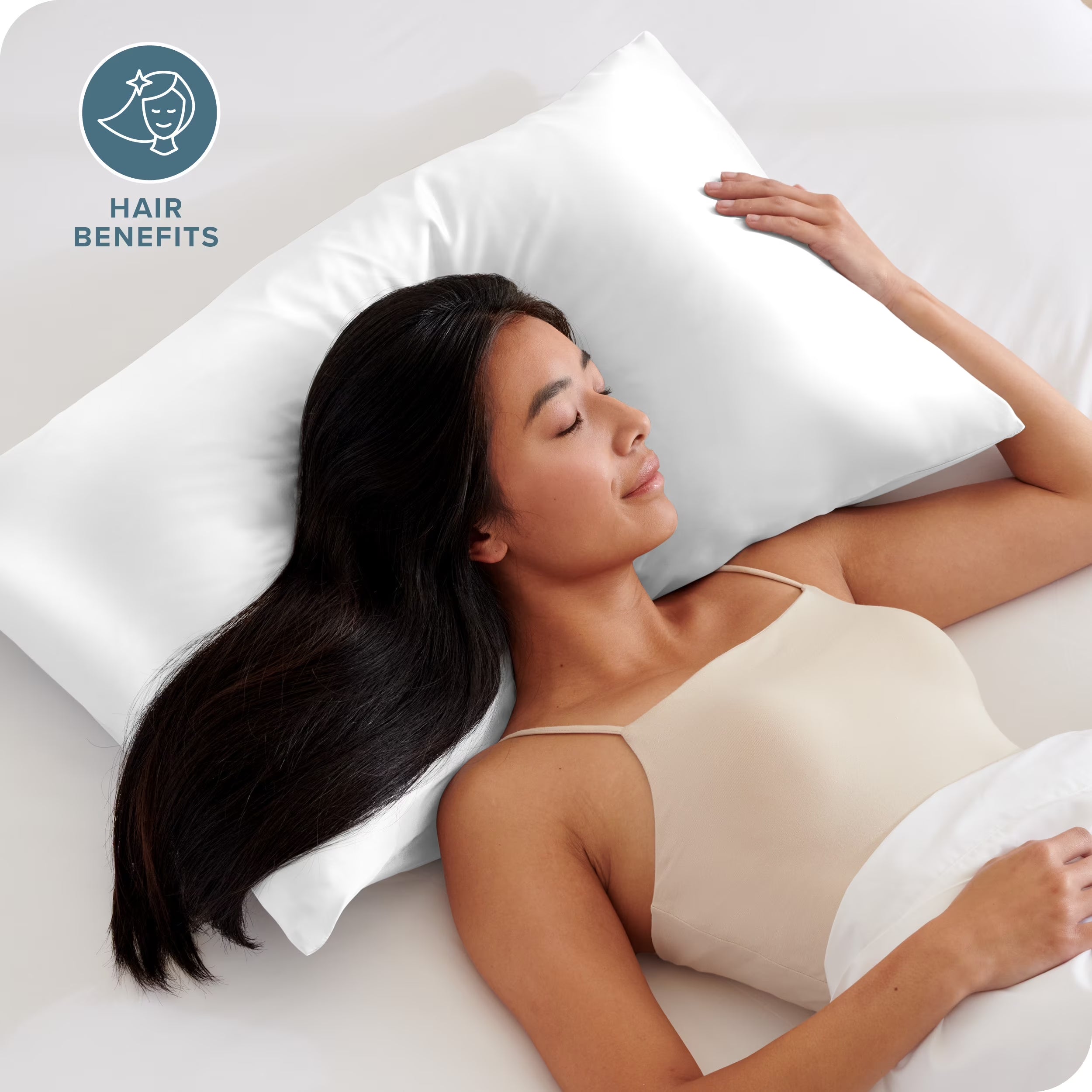 Satin Pillowcase Set of 2 - Silky Soft for Hair and Skin - Envelope Closure - Queen, White