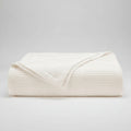 Waffle Grid 1-Piece White Cotton Twin Blanket