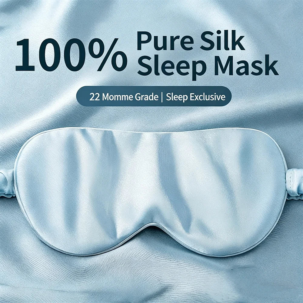 Silk Sleep Mask Pressure-Free Adjustable, Breathable & Skin-Friendly, Light-Blocking for Restful Sleep, Sleep Eye Mask Blackout