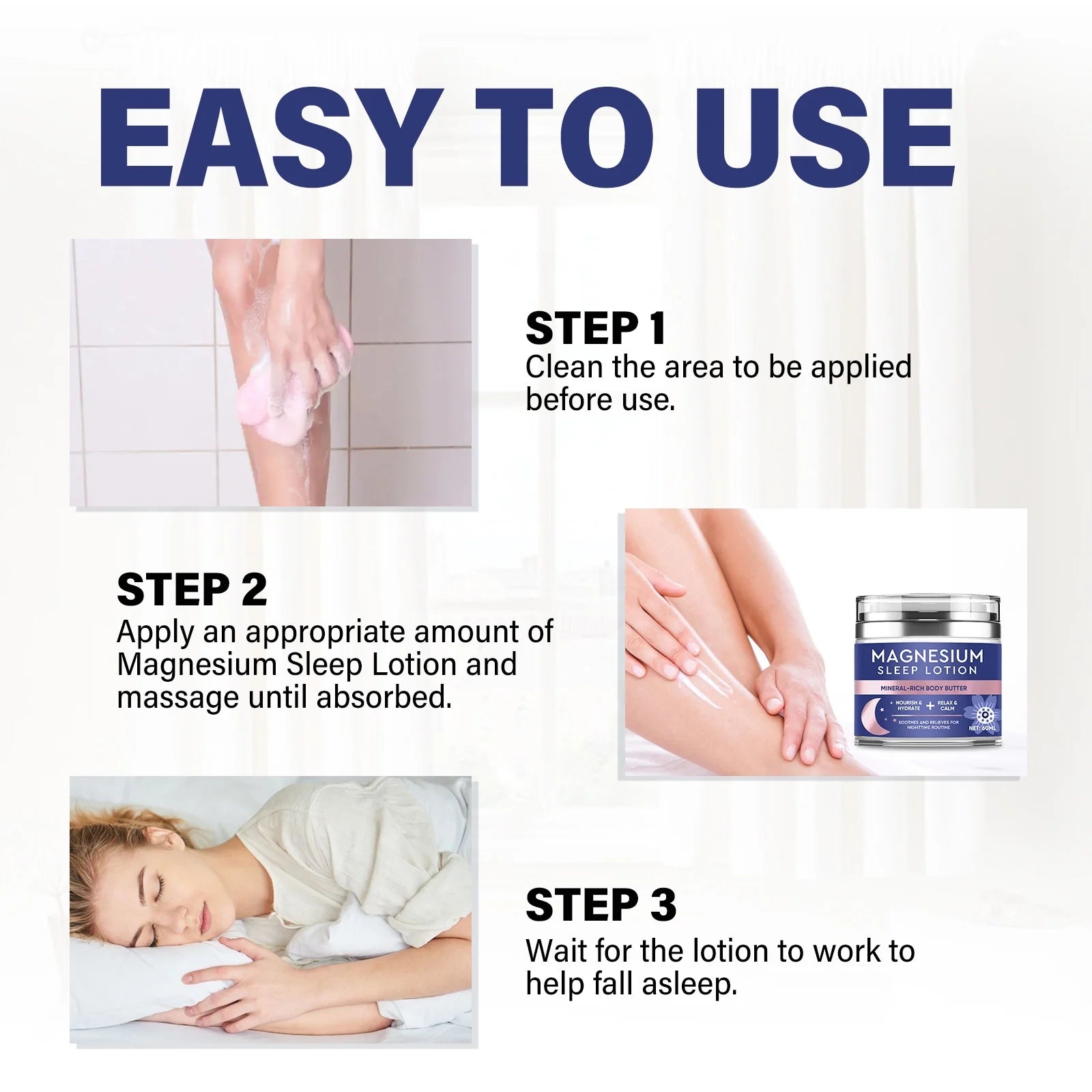 Magnesium Body Butter, Nighttime Magnesium Cream Body Lotion, Calming Magnesium Lotion for Sleep